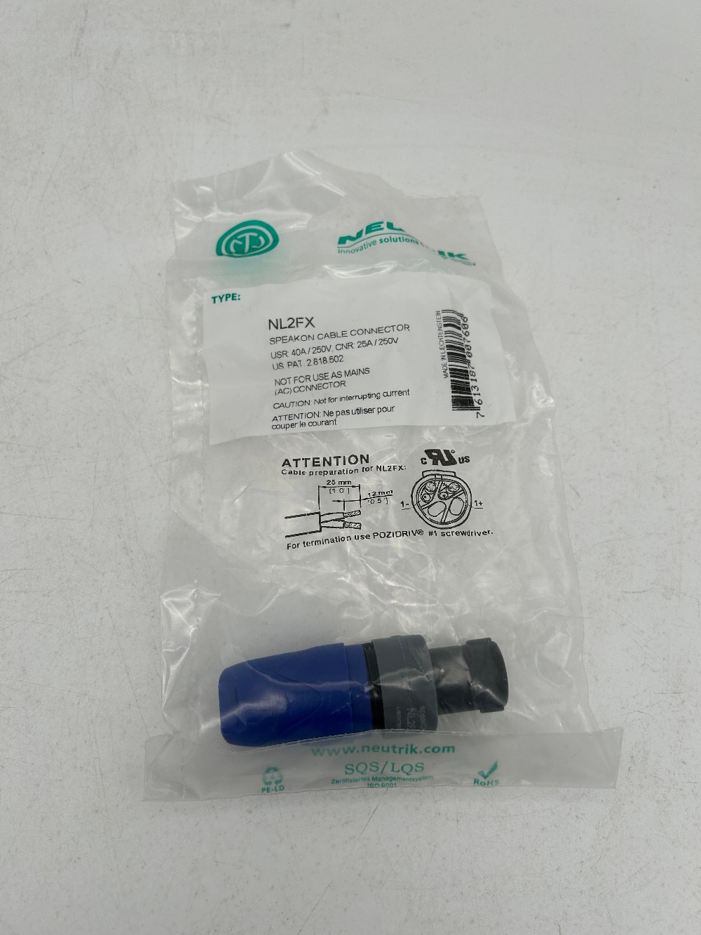 Speakon cable connector NL2FX